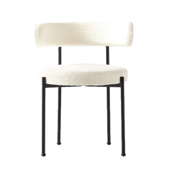 Jilphar Furniture  Modern Lamb Wool Fabric Dining Chair with Metal Black Legs JP1469A