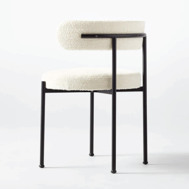 Jilphar Furniture  Modern Lamb Wool Fabric Dining Chair with Metal Black Legs JP1469A