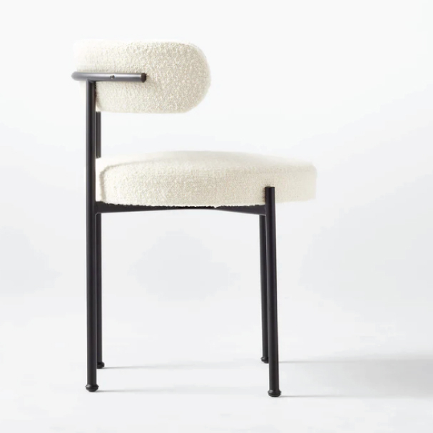 Jilphar Furniture  Modern Lamb Wool Fabric Dining Chair with Metal Black Legs JP1469A