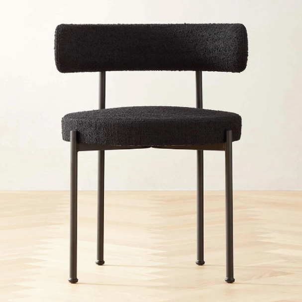 Jilphar Furniture  Modern Lamb Wool Fabric Dining Chair with Metal Black Legs JP1469B