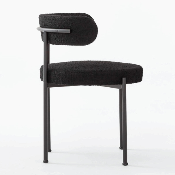 Jilphar Furniture  Modern Lamb Wool Fabric Dining Chair with Metal Black Legs JP1469B