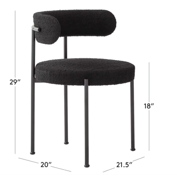 Jilphar Furniture  Modern Lamb Wool Fabric Dining Chair with Metal Black Legs JP1469B