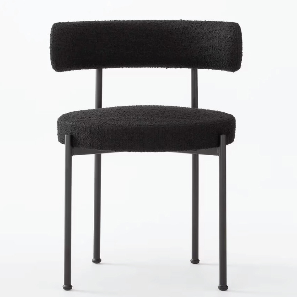 Jilphar Furniture  Modern Lamb Wool Fabric Dining Chair with Metal Black Legs JP1469B