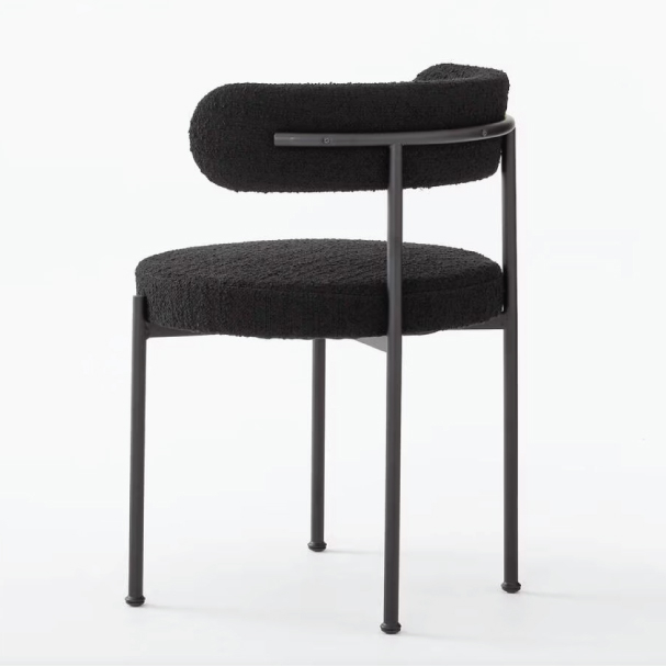 Jilphar Furniture  Modern Lamb Wool Fabric Dining Chair with Metal Black Legs JP1469B