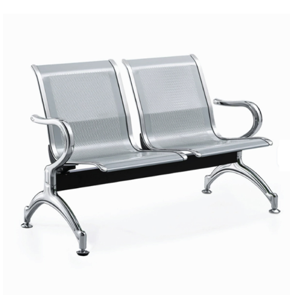 Jilphar Furniture Premium Stainless Steel Two-Seater Waiting Chair with Armrests 1489B