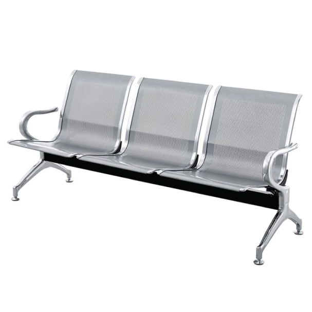 Jilphar Furniture Premium Stainless Steel Three-Seater Waiting Chair with Armrests 1489C