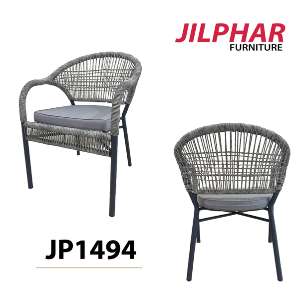 Jilphar Furniture Outdoor Garden Grey Woven Rope Restaurant Dining Chair JP1494