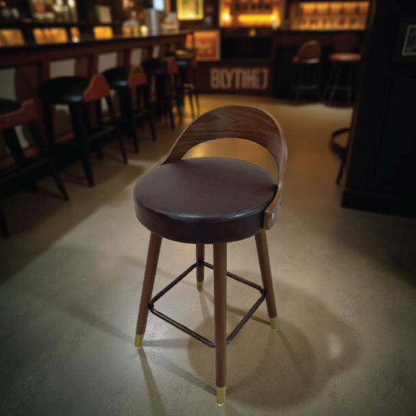 Jilphar Furniture Brown PU Leather Bar Chair - JP1496