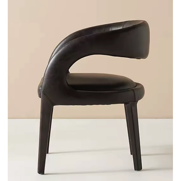 Jilphar Furniture Contemporary Curved-Leather Accent Chair JP1512