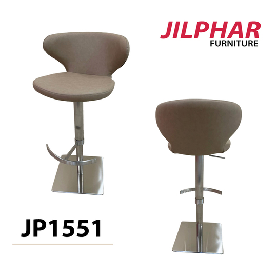 Jilphar Furniture Stainless Steel Curved Leather Back Swivel Lift Bar Chair JP1551