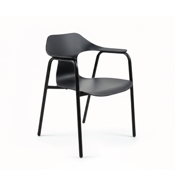 Jilphar Furniture Minimalist Polypropylene Black Chair with Metal Frame JP1575A