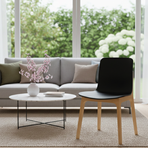 Jilphar Furniture Modern Black Chair with Wooden Legs JP1579A