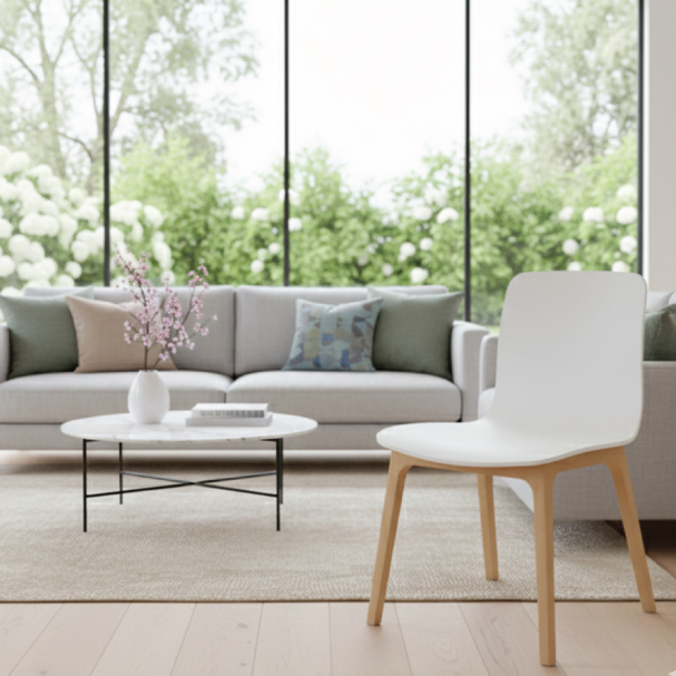 Jilphar Furniture Modern White Chair with Wooden Legs JP1579B