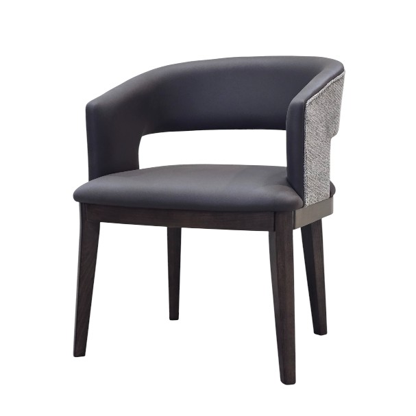 Jilphar Furniture Modern Barrel Back Dining Chair – Grey Upholstery with Dark Wood Legs JP1615