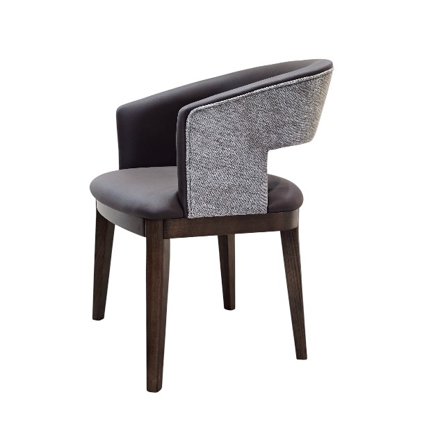 Jilphar Furniture Modern Barrel Back Dining Chair – Grey Upholstery with Dark Wood Legs JP1615
