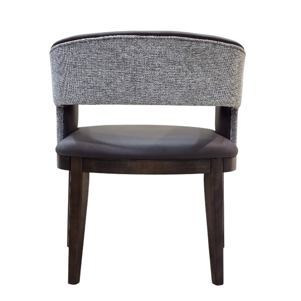 Jilphar Furniture Modern Barrel Back Dining Chair – Grey Upholstery with Dark Wood Legs JP1615