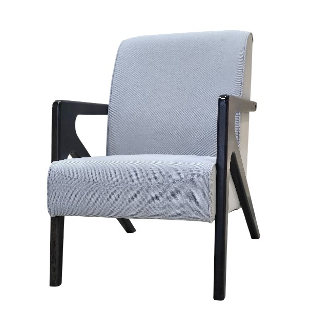 Jilphar Furniture Contemporary Armchair with Textured Grey Upholstery & Glossy Black Frame JP1617A