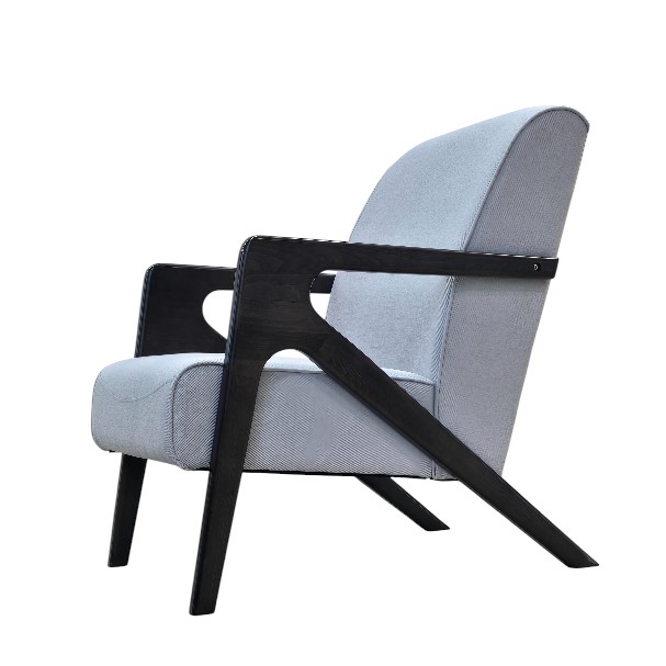 Jilphar Furniture Contemporary Armchair with Textured Grey Upholstery & Glossy Black Frame JP1617A
