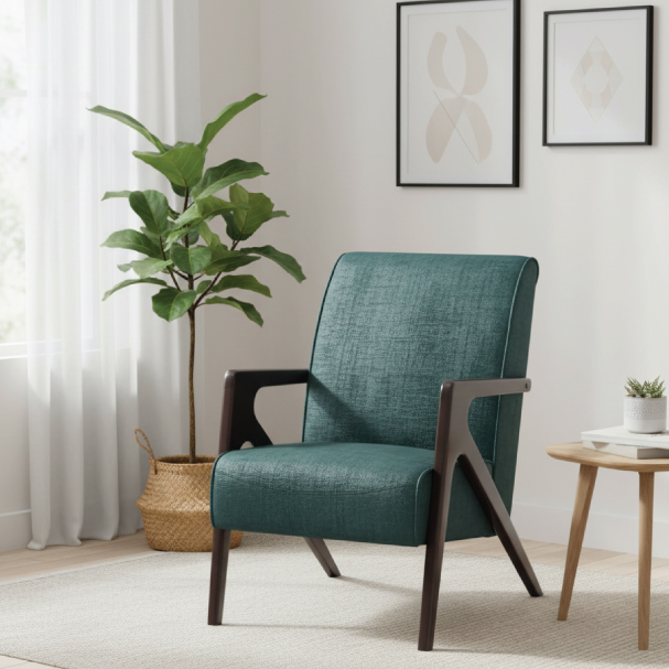 Jilphar Furniture Contemporary Customizable Upholstery Contemporary Armchair & Glossy Brown Frame JP1617C