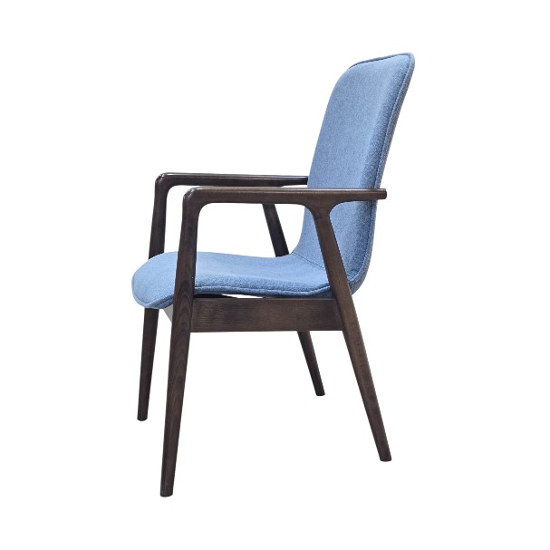 Jilphar Furniture Customizable Lounge Armchair – Light Blue Upholstery with Brown Wooden Frame JP1618B