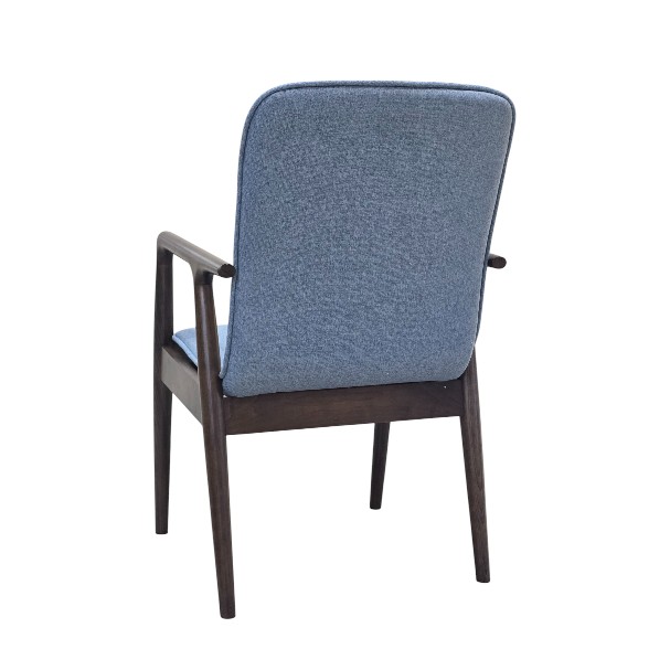 Jilphar Furniture Customizable Lounge Armchair – Light Blue Upholstery with Brown Wooden Frame JP1618B