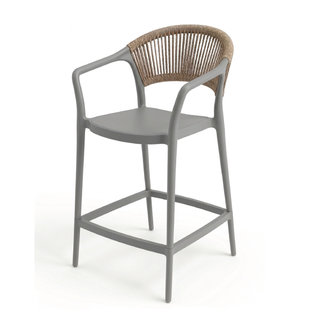 Jilphar Furniture Contemporary Woven Rope Backrest Grey Bar Chair JP1635C