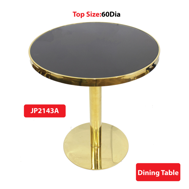 Jilphar Furniture Marble 60 Dia Round Table with SS Gold Plated Table Base JP2143A