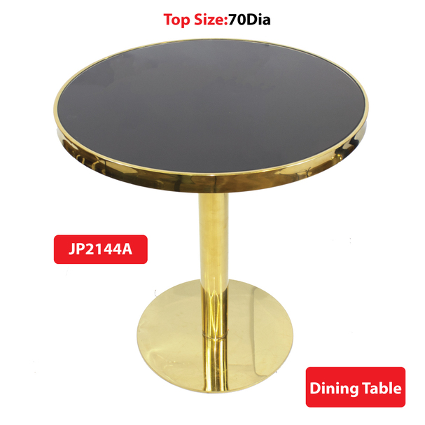 Jilphar Furniture Marble 70 Dia Round Table with SS Gold Plated Table Base JP2144A