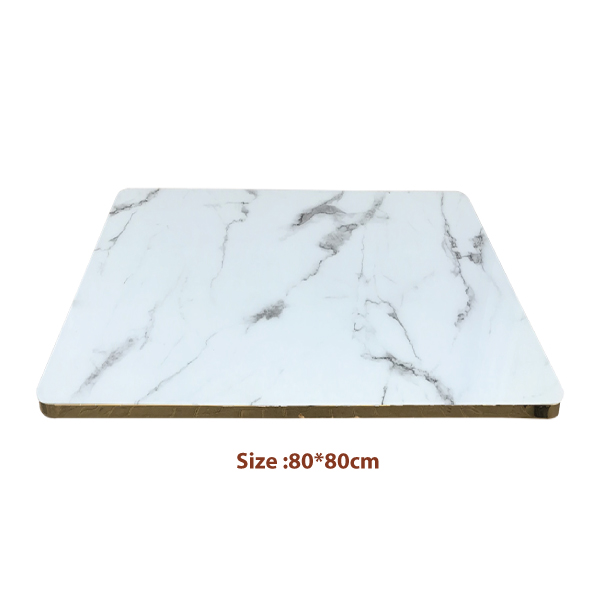 Jilphar Furniture Tempered Glass Table Top with Golden Edges – 80x80 cm JP2202