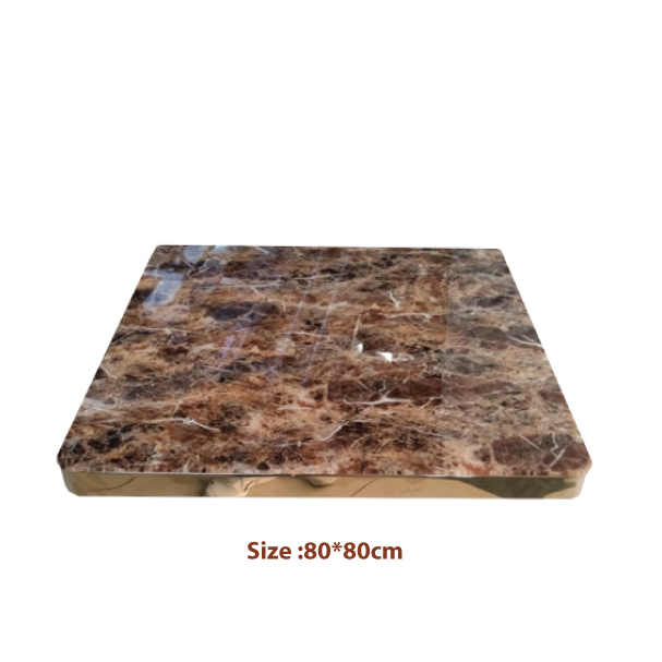 Jilphar Furniture Tempered Glass Table Top with Golden Edges – 80x80 cm JP2214