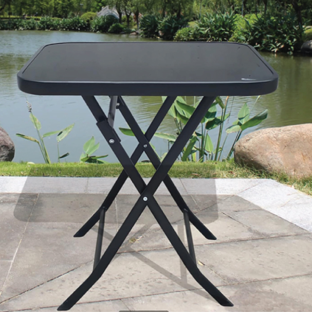 Jilphar Furniture Square Foldable Table with Glass Top JP2241