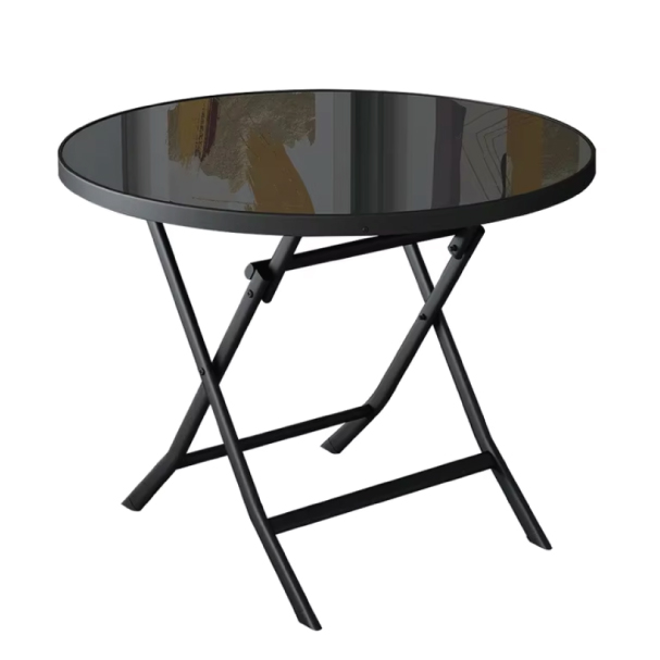 Jilphar Furniture Round Foldable Table with Glass Top JP2243