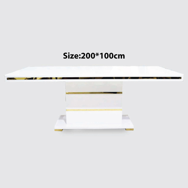 Jilphar Furniture Luxe White & Gold Modern Dining Table JP2273