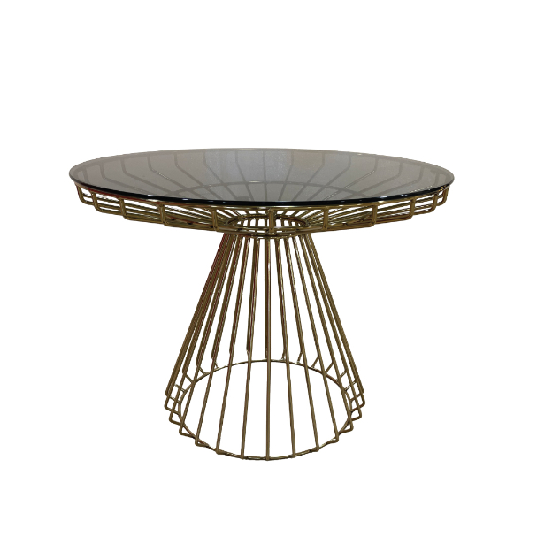 Jilphar Furniture Golden Dining table with Glass Top JP2340B