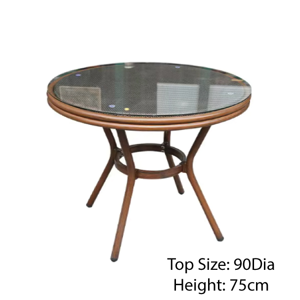 Jilphar Furniture Rattan Outdoor Round Dining Table with Glass Top JP2345B