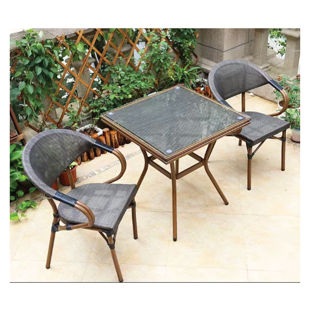 Jilphar Furniture Rattan Outdoor Square Dining Table with Glass Top JP2345C
