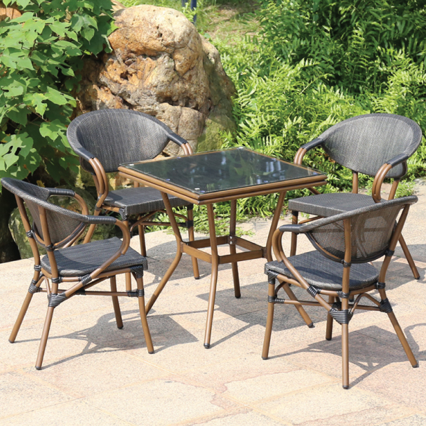 Jilphar Furniture Rattan Outdoor Square Dining Table with Glass Top JP2345C