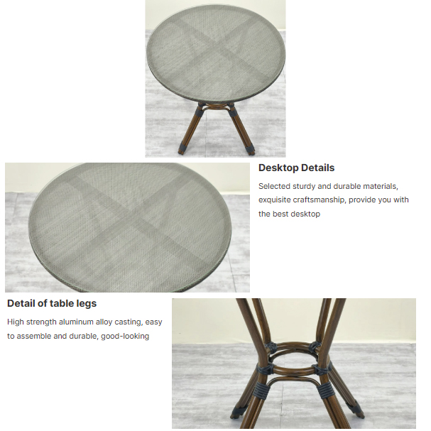 Jilphar Furniture Rattan Outdoor Round Dining Table with Glass Top with dark legs JP2347A