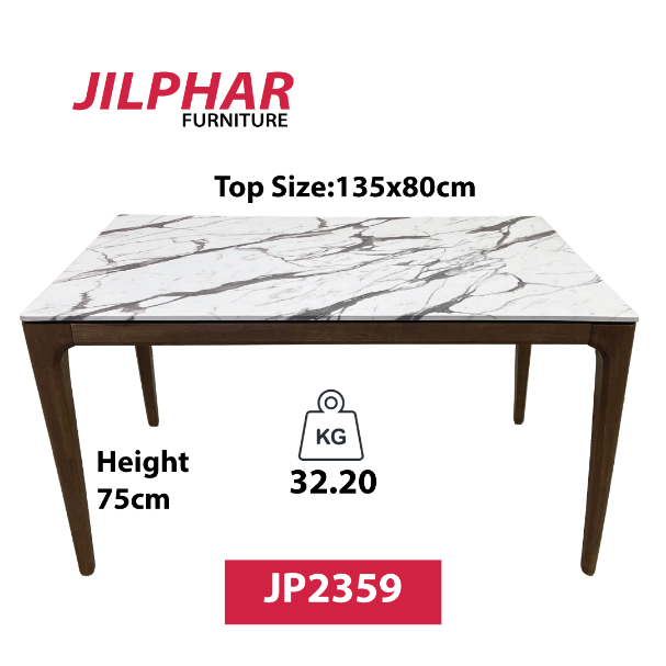 Jilphar Furniture 6 seater Dining Table White Texture  Top (135*80*75cm) JP2359