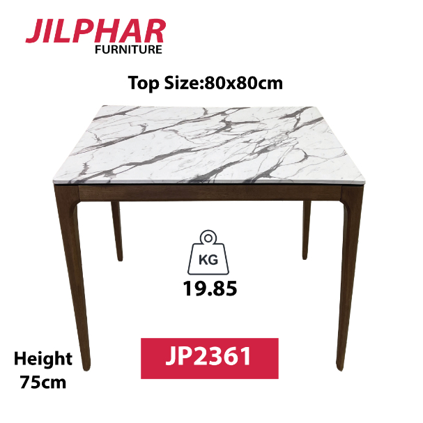 Jilphar Furniture 4 seater Dining Table with White Texture  Top (80*80*75cm) JP2361