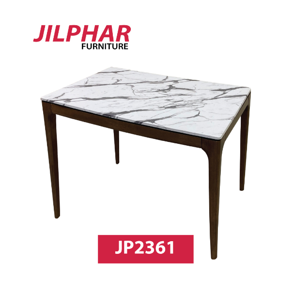 Jilphar Furniture 4 seater Dining Table with White Texture  Top (80*80*75cm) JP2361