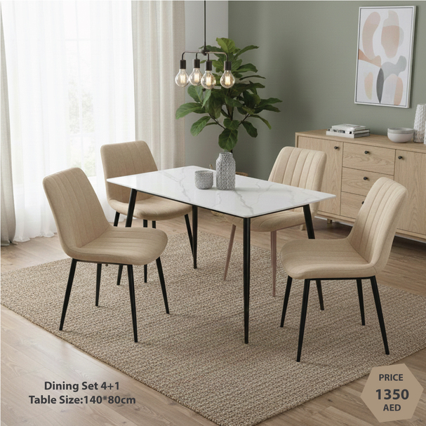 Jilphar Furniture Minimalist 4+1 Modern Dining Set JP2381 & JP1092