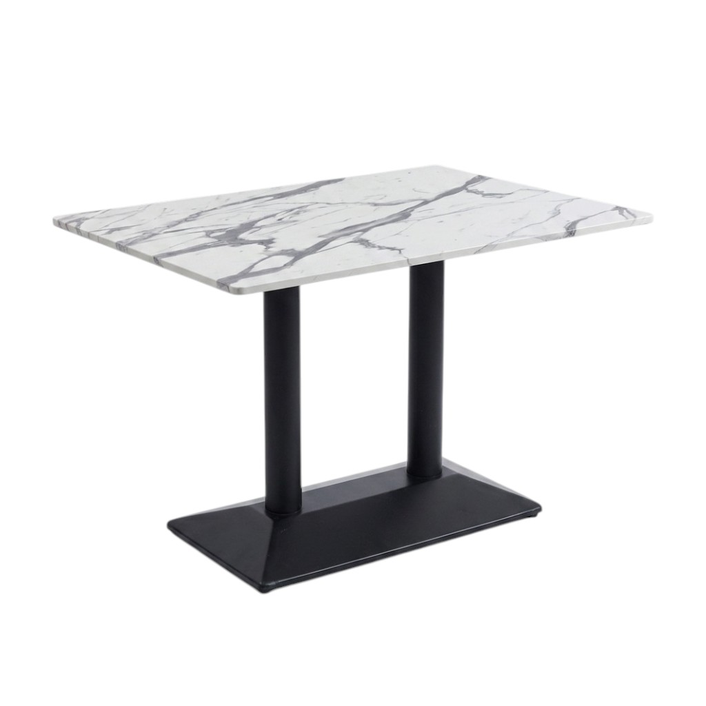 Jilphar Furniture Modern Rectangular Dining Table – Fiberwood & Matte Black Dual Base JP2444/3023