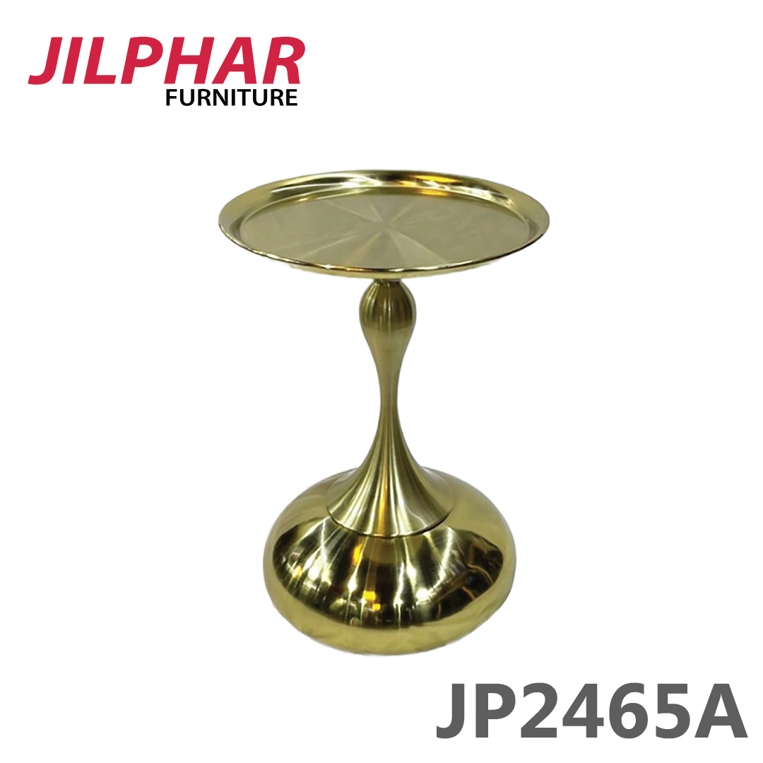 Jilphar Furniture  small round end tables, metal side table, modern space saving pedestal table, minimalist table for living room, apartment, bedroom (gold) JP2465A 
