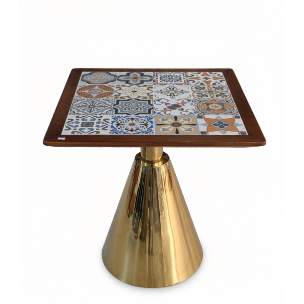 Jilphar Furniture Mediterranean Style Ceramic Tile With Solid Wood Edging Table Square Top JP2486A