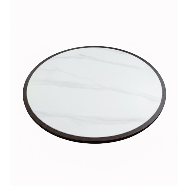 Jilphar Furniture Elegant Sintered Stone Round Tabletop with Solid Wood Trim JP2492B