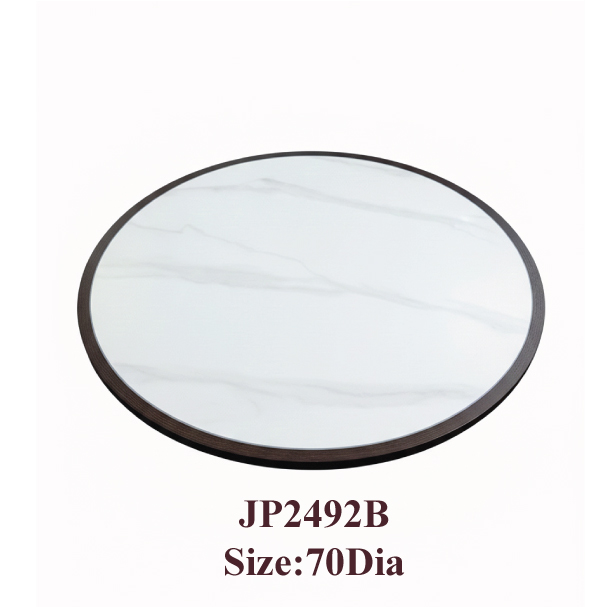 Jilphar Furniture Elegant Sintered Stone Round Tabletop with Solid Wood Trim JP2492B