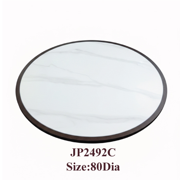 Jilphar Furniture Elegant Sintered Stone Round Tabletop with Solid Wood Trim JP2492C