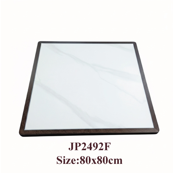 Jilphar Furniture Elegant Sintered Stone Square Tabletop with Solid Wood Trim JP2492F