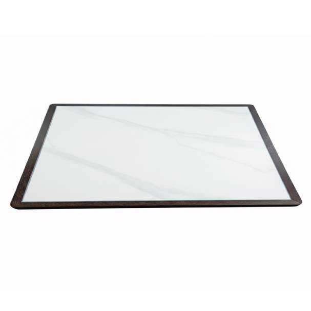 Jilphar Furniture Elegant Sintered Stone Rectangular Tabletop with Solid Wood Trim JP2492H